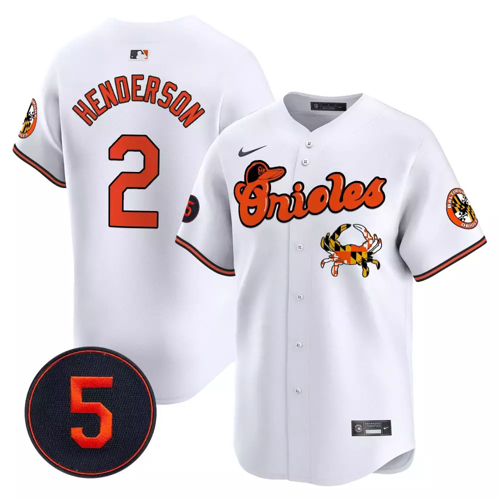 Gunnar Henderson 2 Orioles Jersey White City Connect Baltimore Crab Men Orange Black