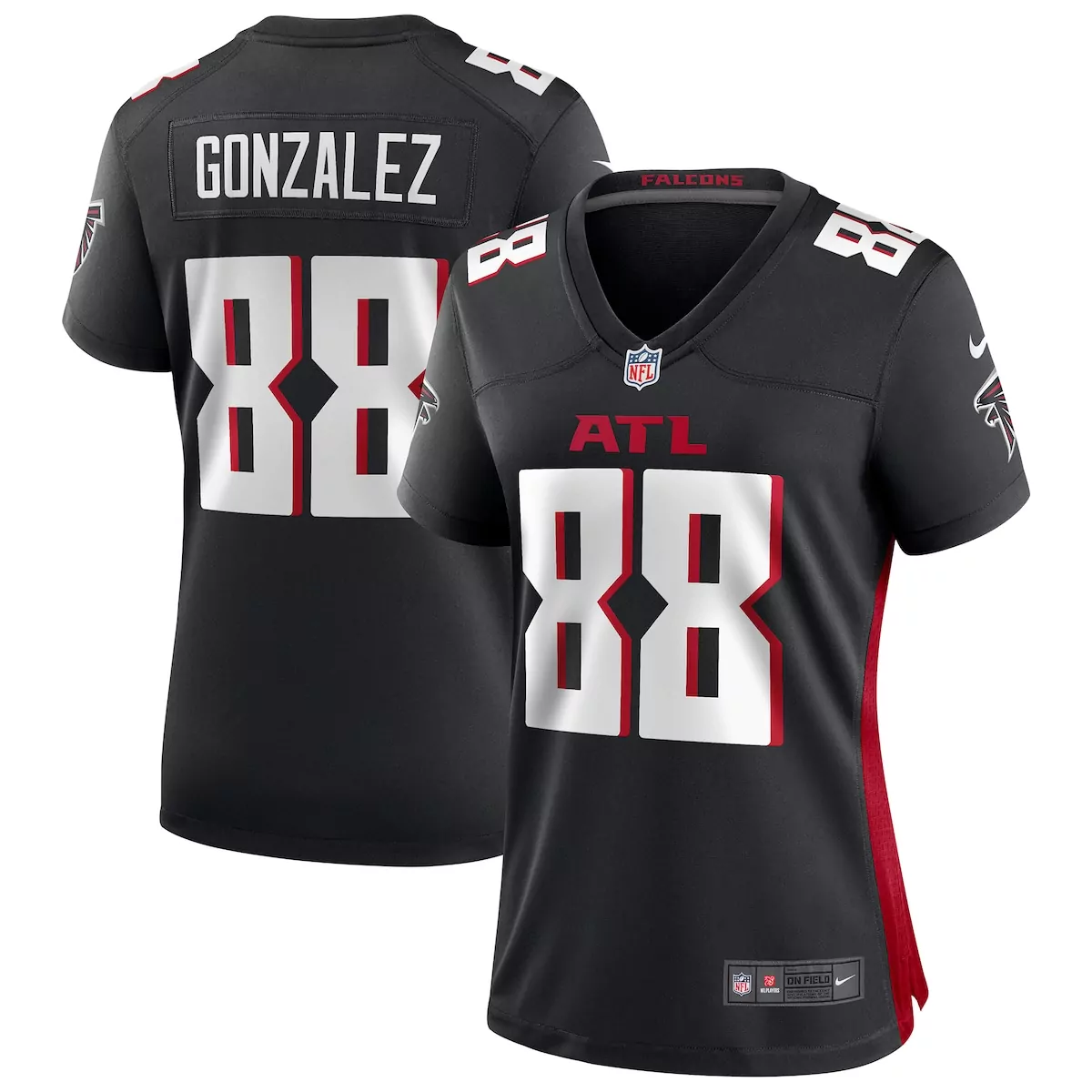 Tony Gonzalez 88 Atlanta Falcons Jersey Black Women Replica White Red Game Retired