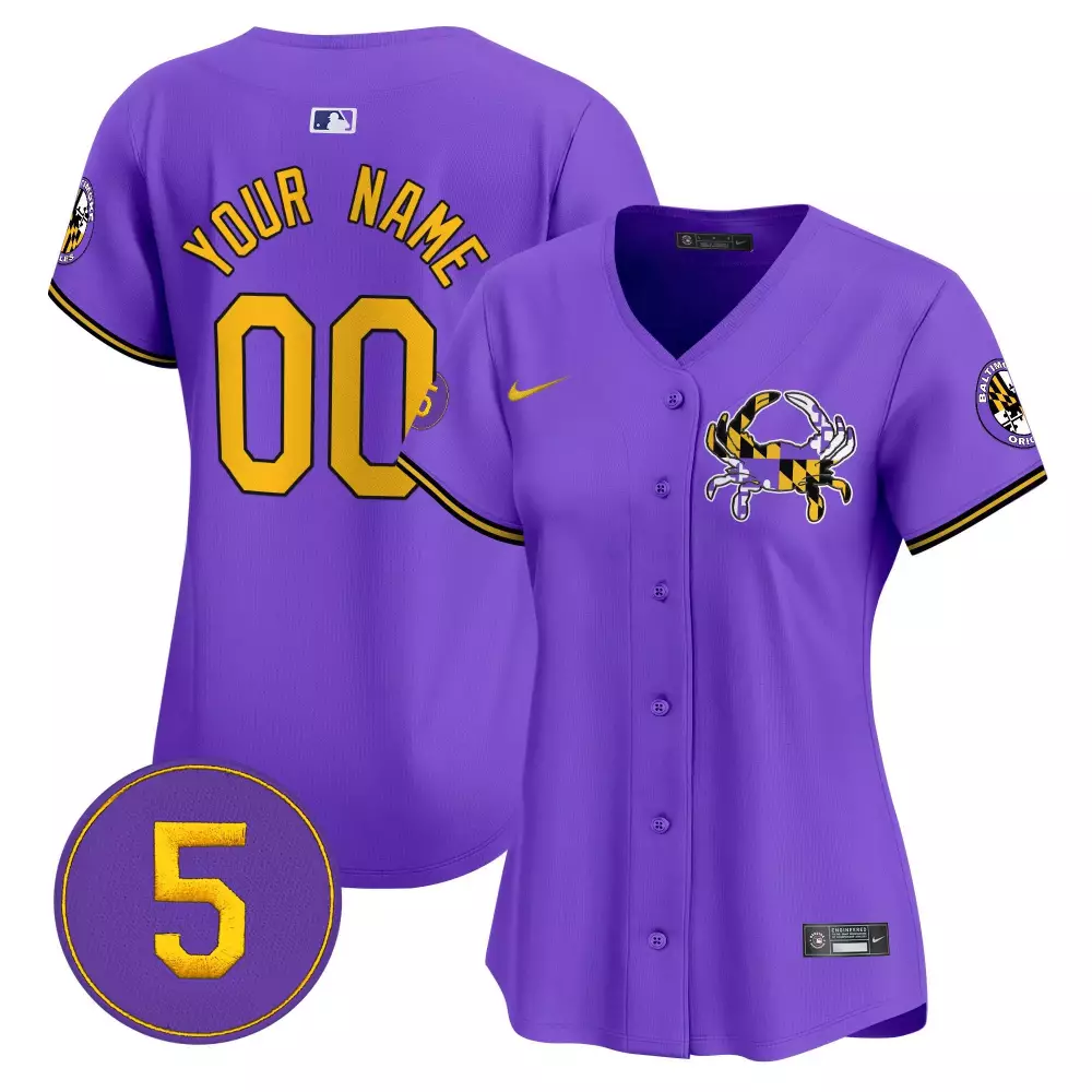 Custom Baltimore Orioles Jersey Purple City Connect Women Yellow Black White Vapor