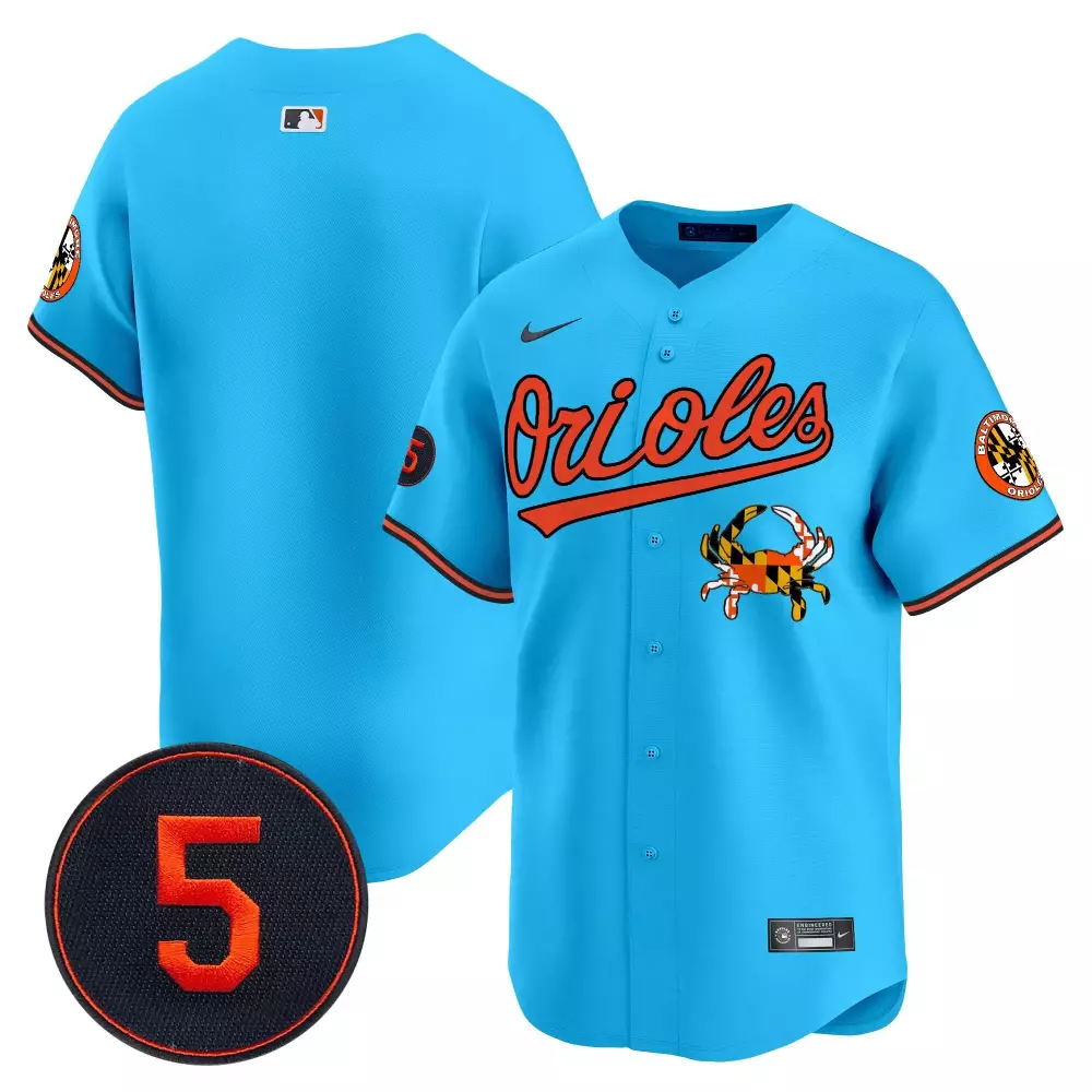 Adley Rutschman 5 Jersey Sky Blue City Connect Baltimore Orioles Crab Men Alternate