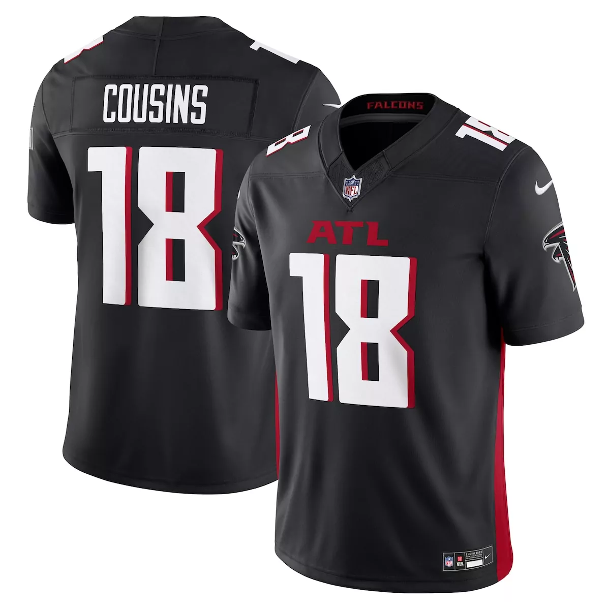 Kirk Cousins 18 Falcons Jersey Black Men Game Red White Vapor Limited