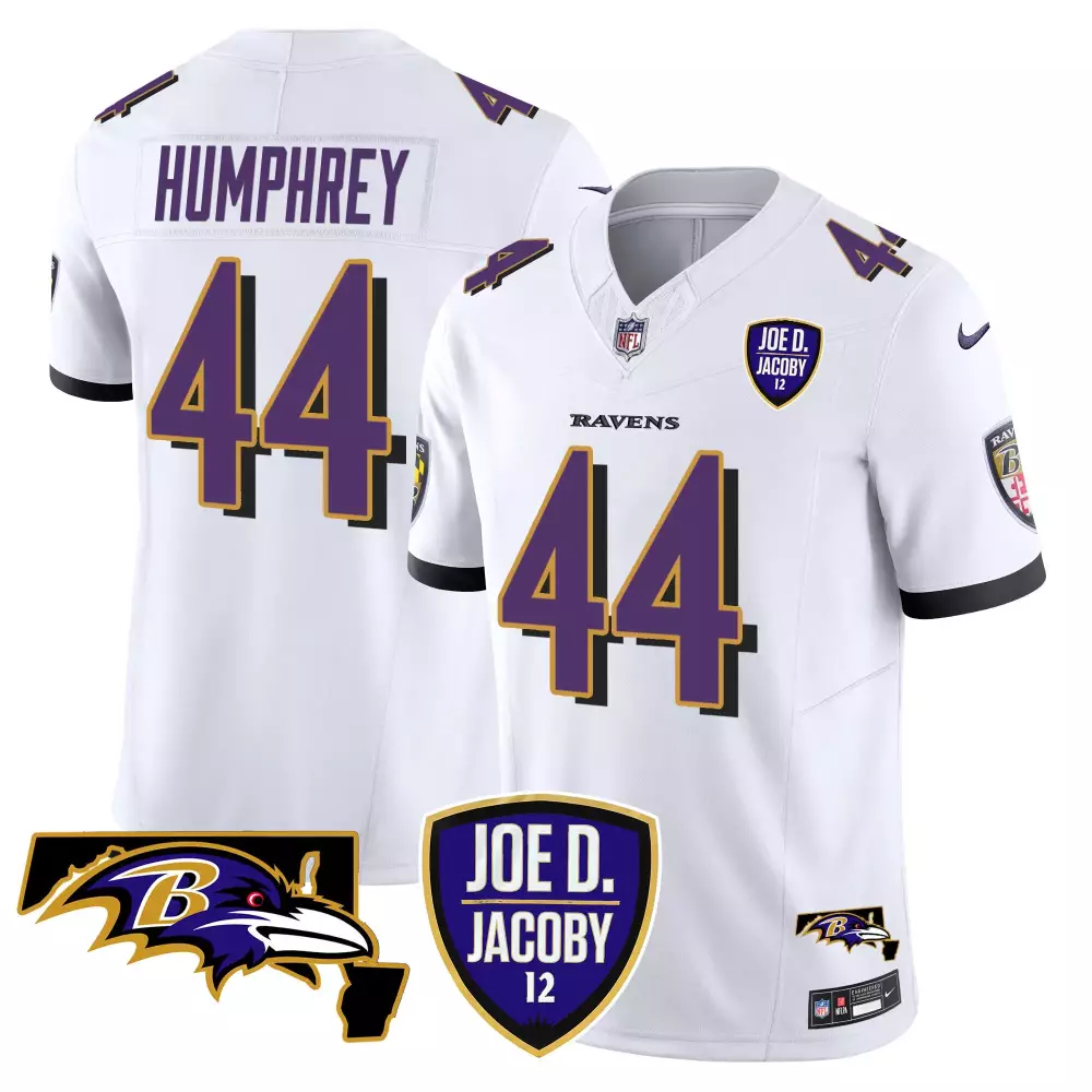 Marlon Humphrey 44 Ravens Jersey White Baltimore Joe Jacoby Men Purple Black Vapor