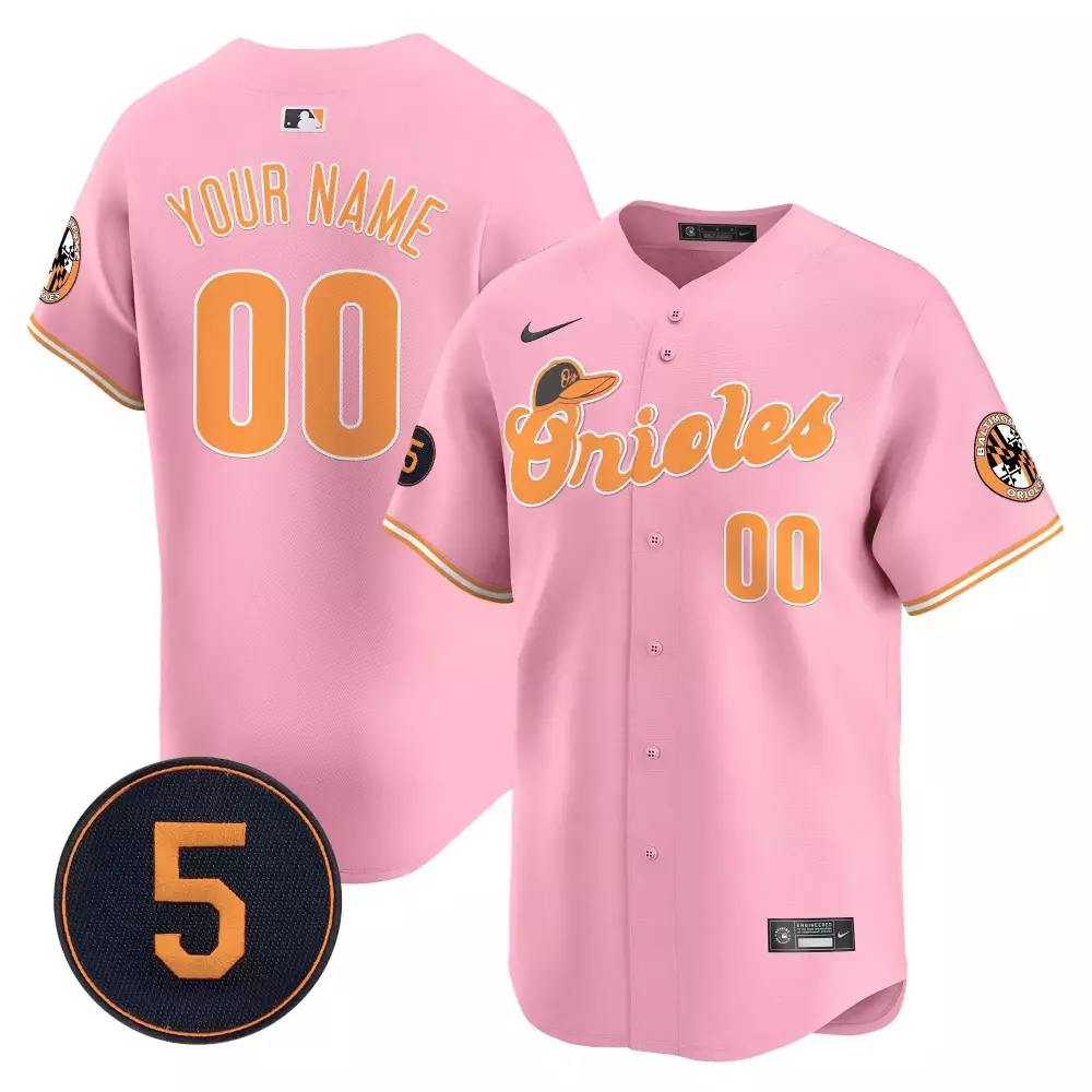 Custom Orioles Jersey Pink Men Orange White Unisex Vapor Premier Limited All Stitched