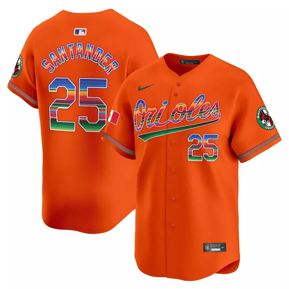 Anthony Santander 25 Orioles Jersey Orange Mexican Flag Baltimore Men Custom Design