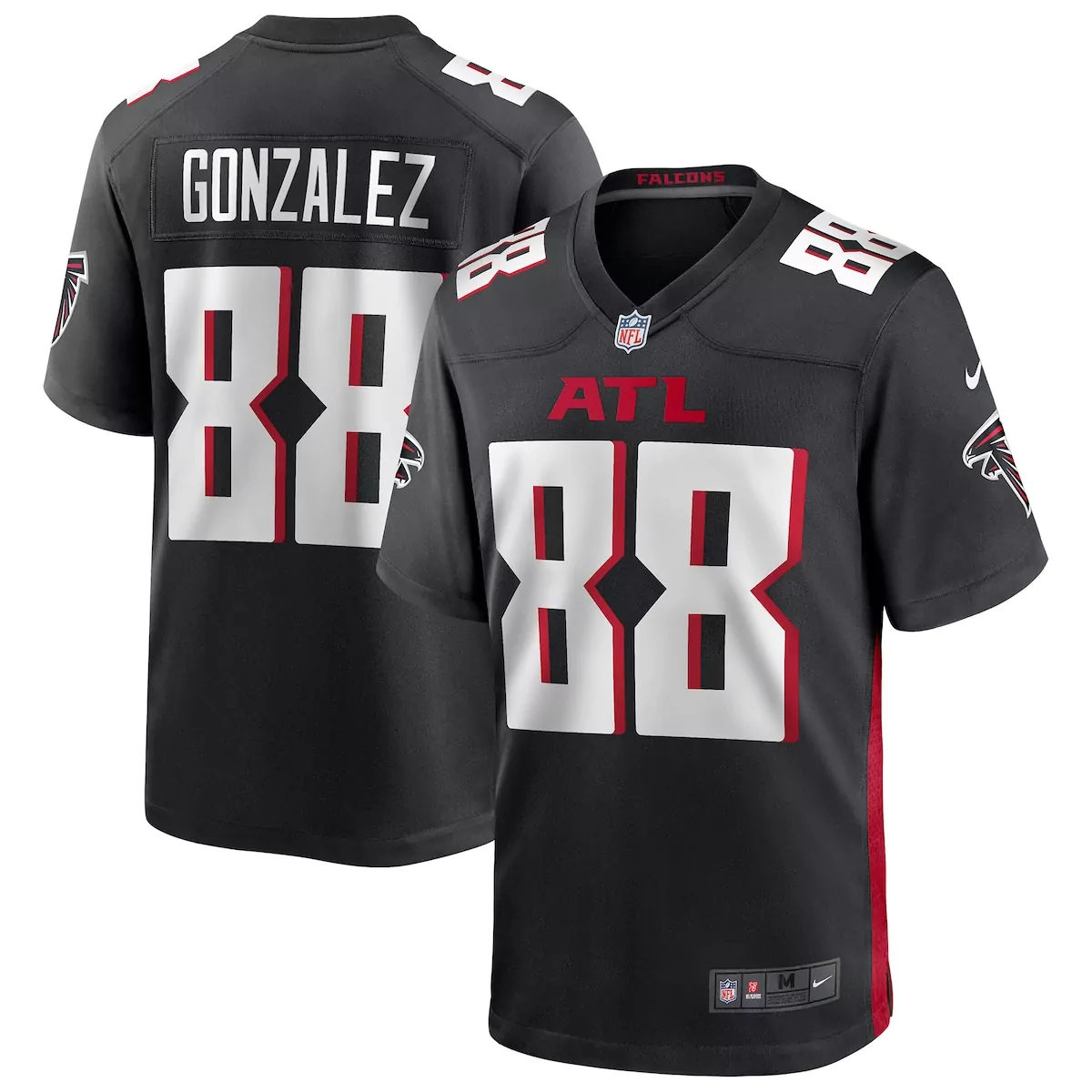 Tony Gonzalez 88 Falcons Jersey Black Men Player Red White Game Retired