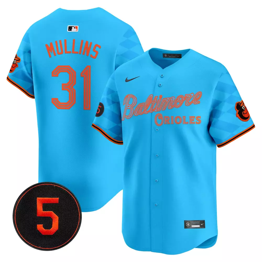 Cedric Mullins 31 Jersey Sky Blue Baltimore Orioles Men Alternate Split Design Orange