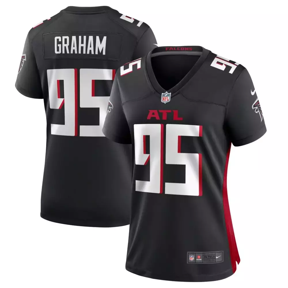 Graham 95 Falcons Jersey Black Men Replica White Red Game