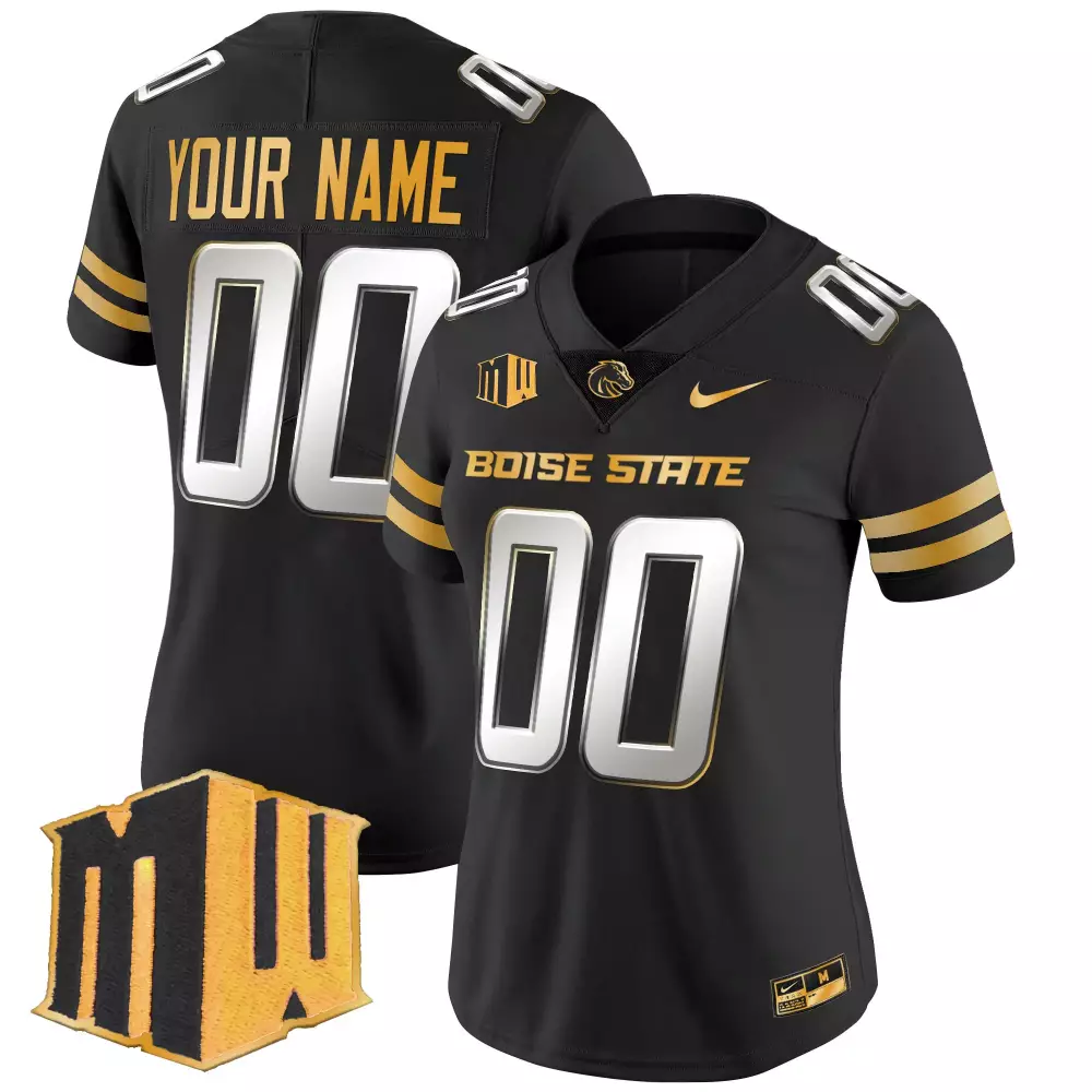 Custom Boise State Jersey Black Broncos Mw Women Gold Vapor Limited