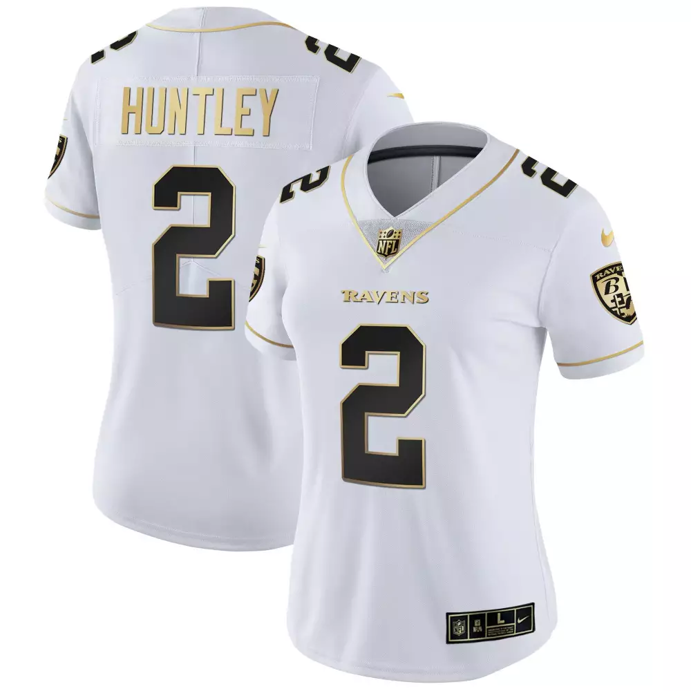 Tyler Huntley 2 Ravens Jersey White Women Replica Black Gold Vapor All Stitched