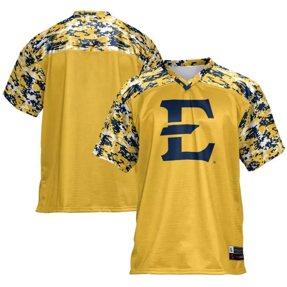 Custom East Carolina Pirates Jersey Yellow Design Navy White Blue Gameday