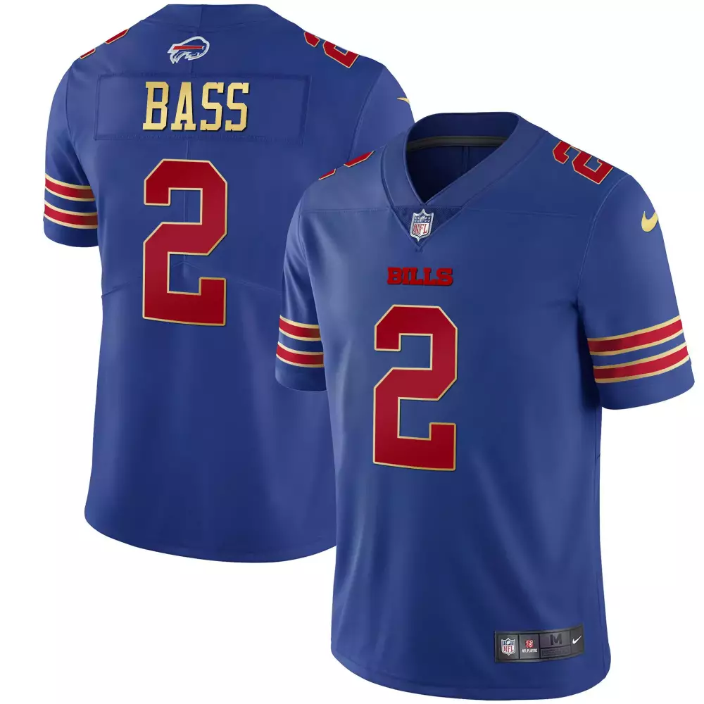 Tyler Bass 2 Bills Jersey Blue Men Replica Red Gold Vapor All Stitched