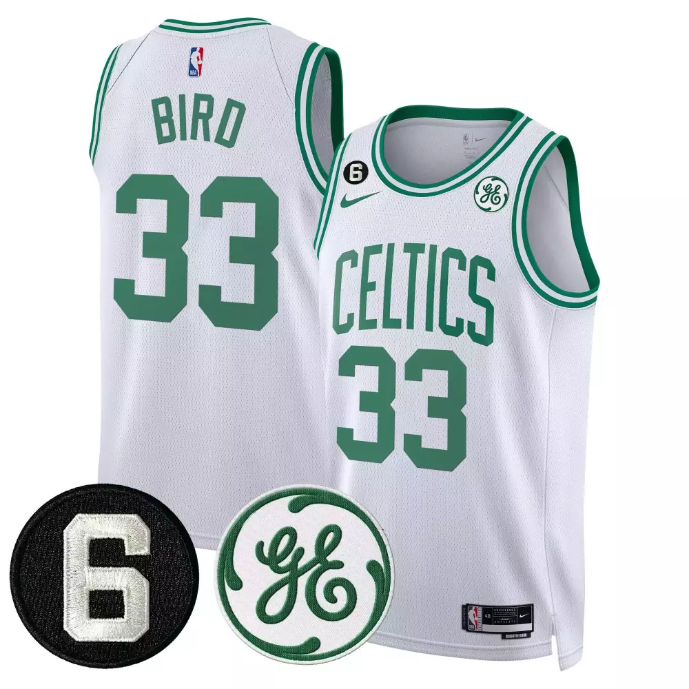 Larry Bird 33 Boston Celtics Jersey White Ge Number Men Green All Stitched