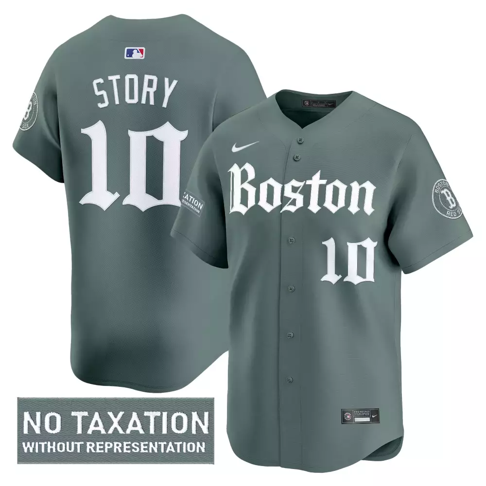 Story No 10 Boston Red Sox Jersey Grey City Connect Taxation Without Representation