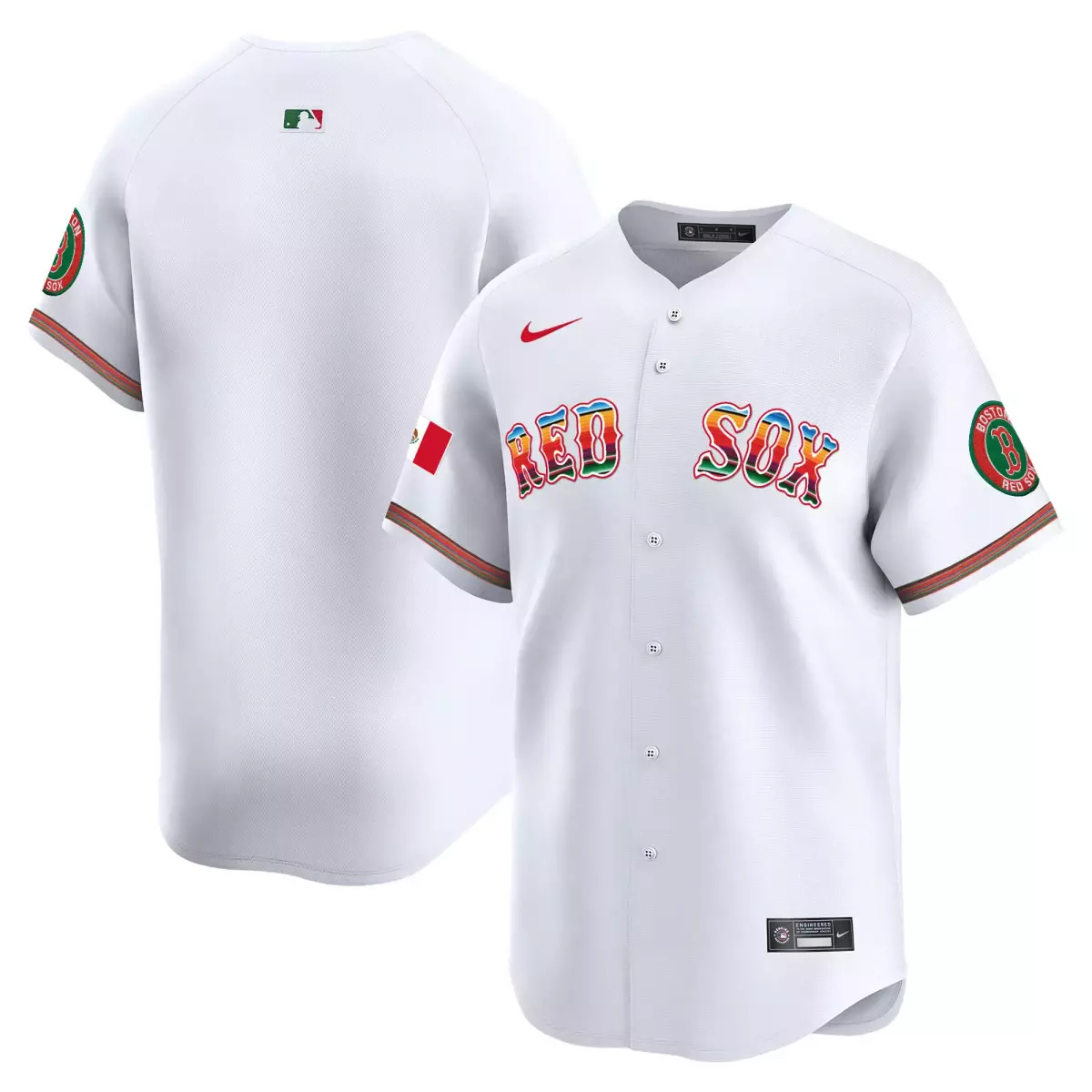 Custom Boston Red Sox Jersey White City Connect Mexico Flag Men Design Green Yellow