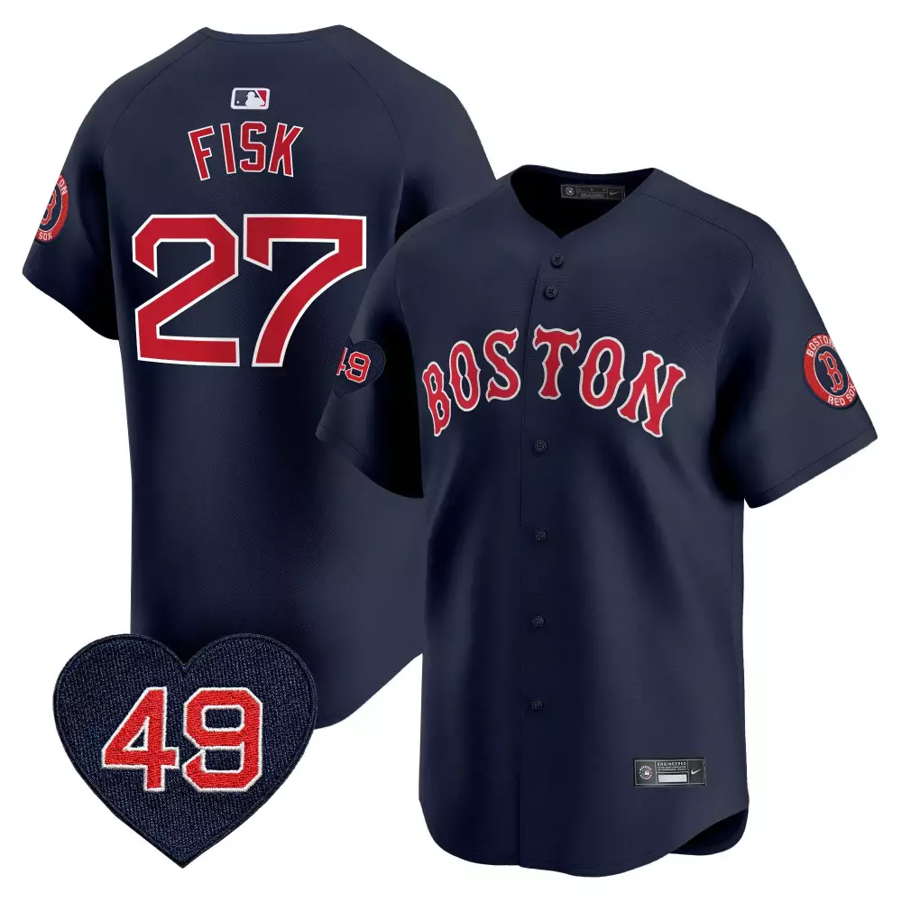 Carlton Fisk 27 Boston Red Sox Jersey Navy Number 19 Men Vapor Premier Limited All