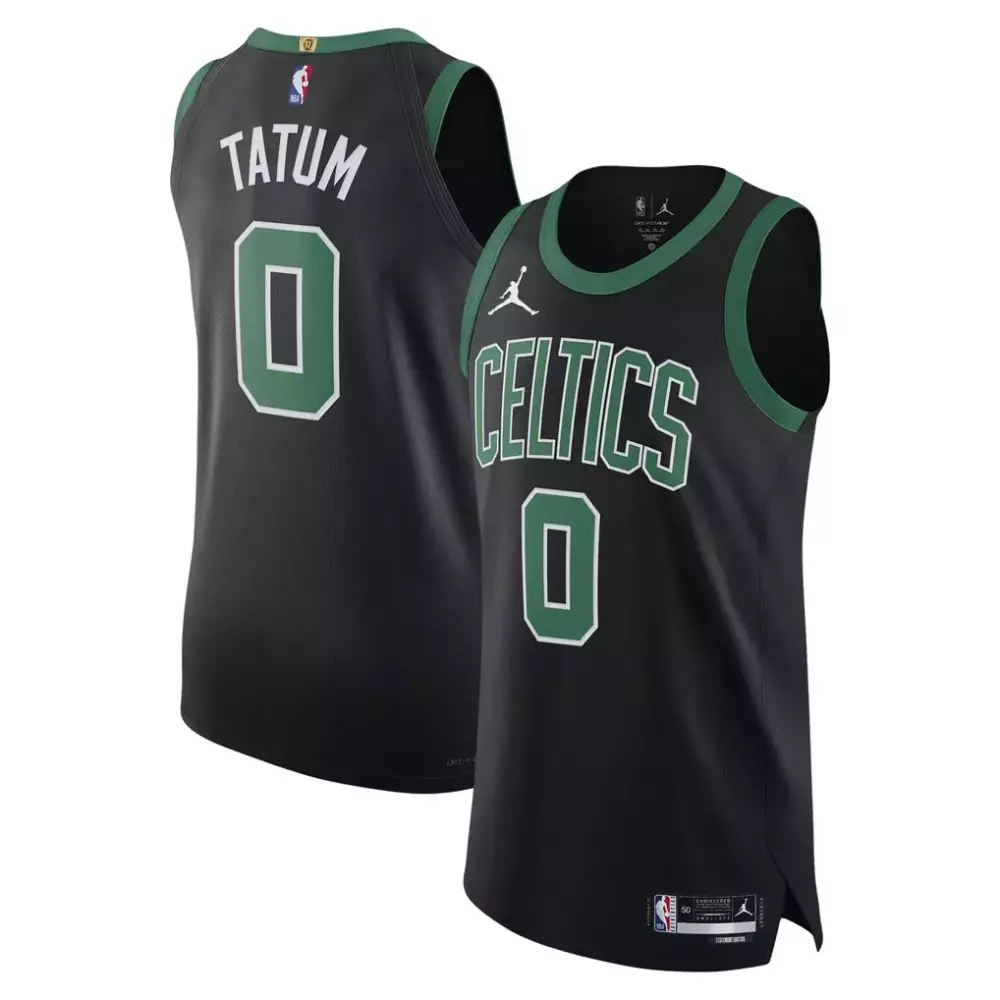 Jayson Tatum Celtics Jersey Black Men Green White Authentic