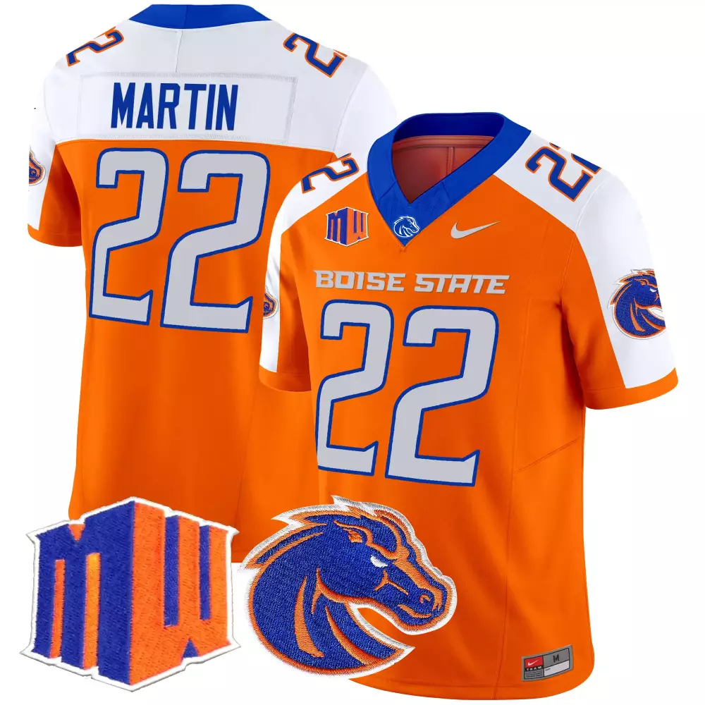 Martin Boise 22 State Jersey Orange Mw Broncos Men White Blue Vapor Limited Embroidered