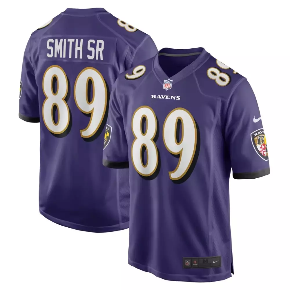 Samuel Sr. 89 Ravens Jersey Purple Men Authentic White Black Retired Game