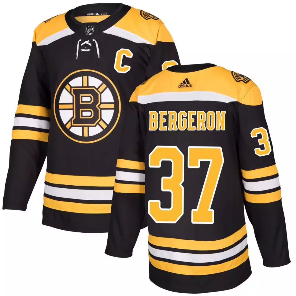 Patrice Bergeron 37 Boston Bruins Jersey Black Men Gold White Home All Stitched