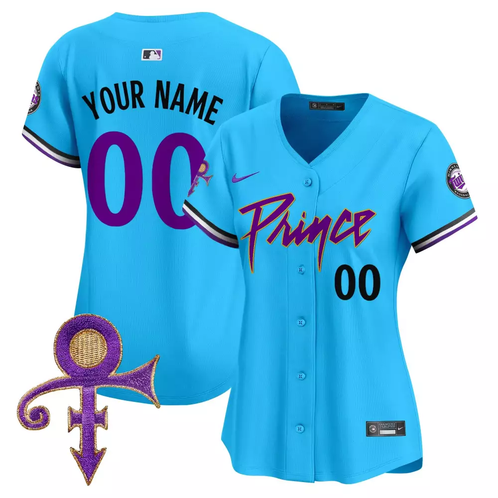 Custom Minnesota Twins Jersey Sky Blue Prince Collaboration Symbol 2024 Purple Black