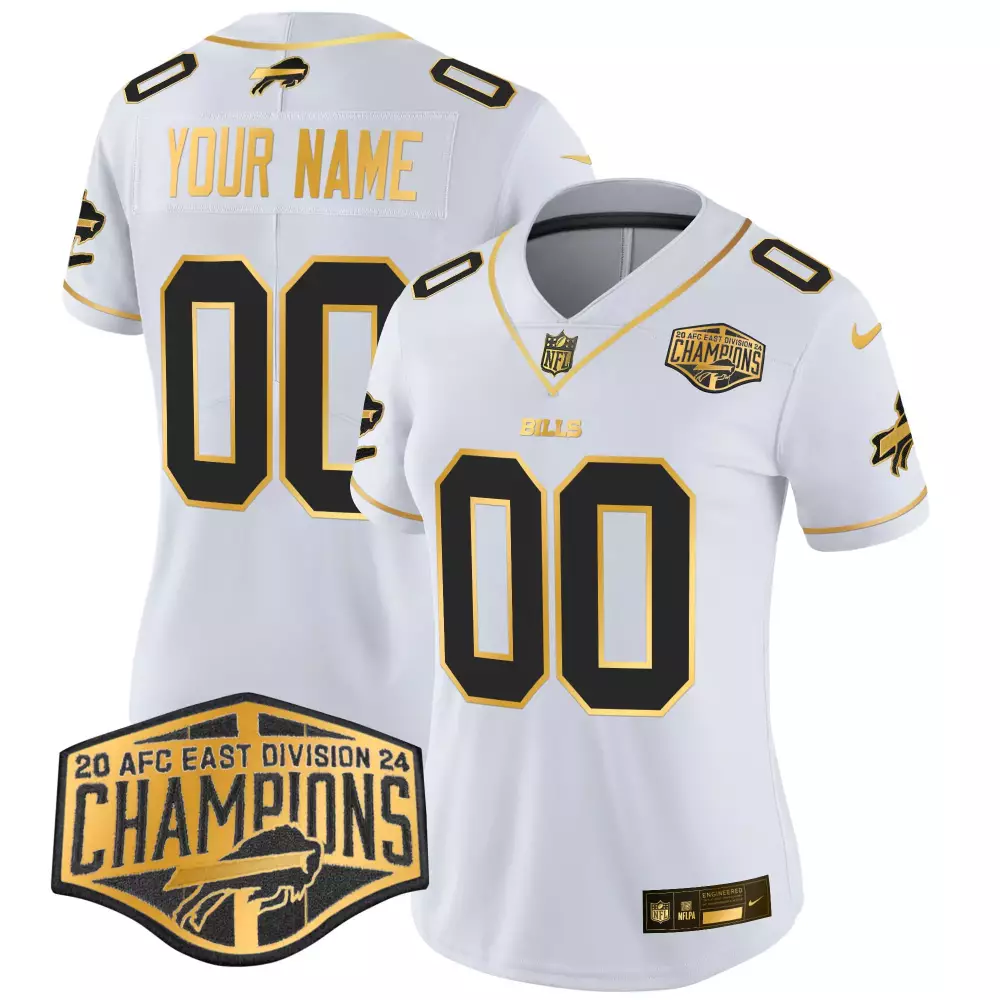 Custom Bills Jersey White Black Gold Vapor Limited All Stitched