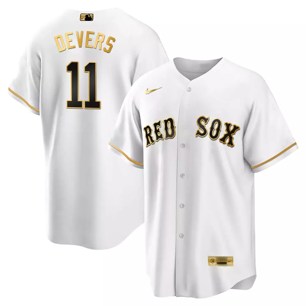 Rafael Devers 11 Red Sox Jersey White Men Black Gold Cool Limited All Stitched
