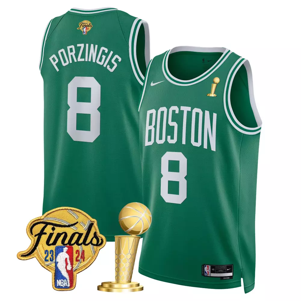 Kristaps Porzingis 8 Jersey Green NBA Finals Boston Celtics 2023-2024 Men Statement