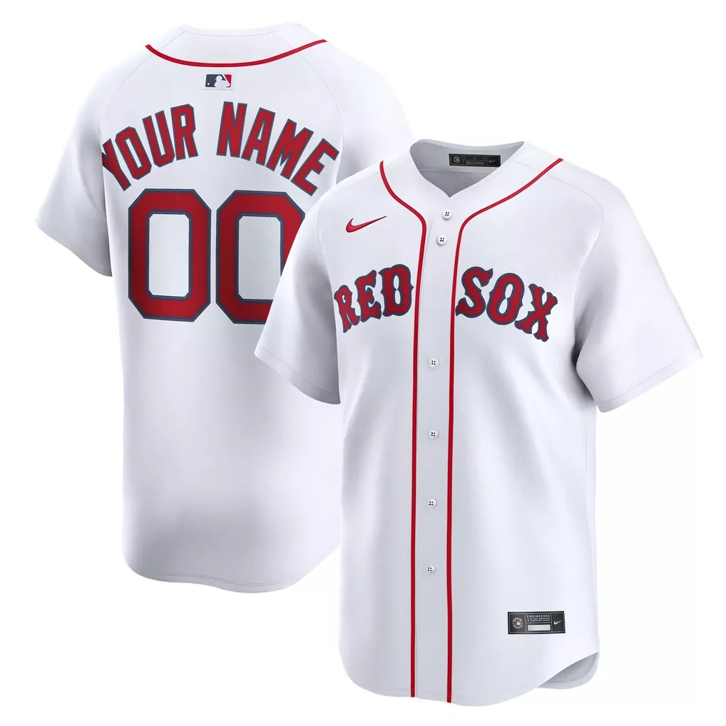 Custom Red Sox Jersey White Men Home Limited