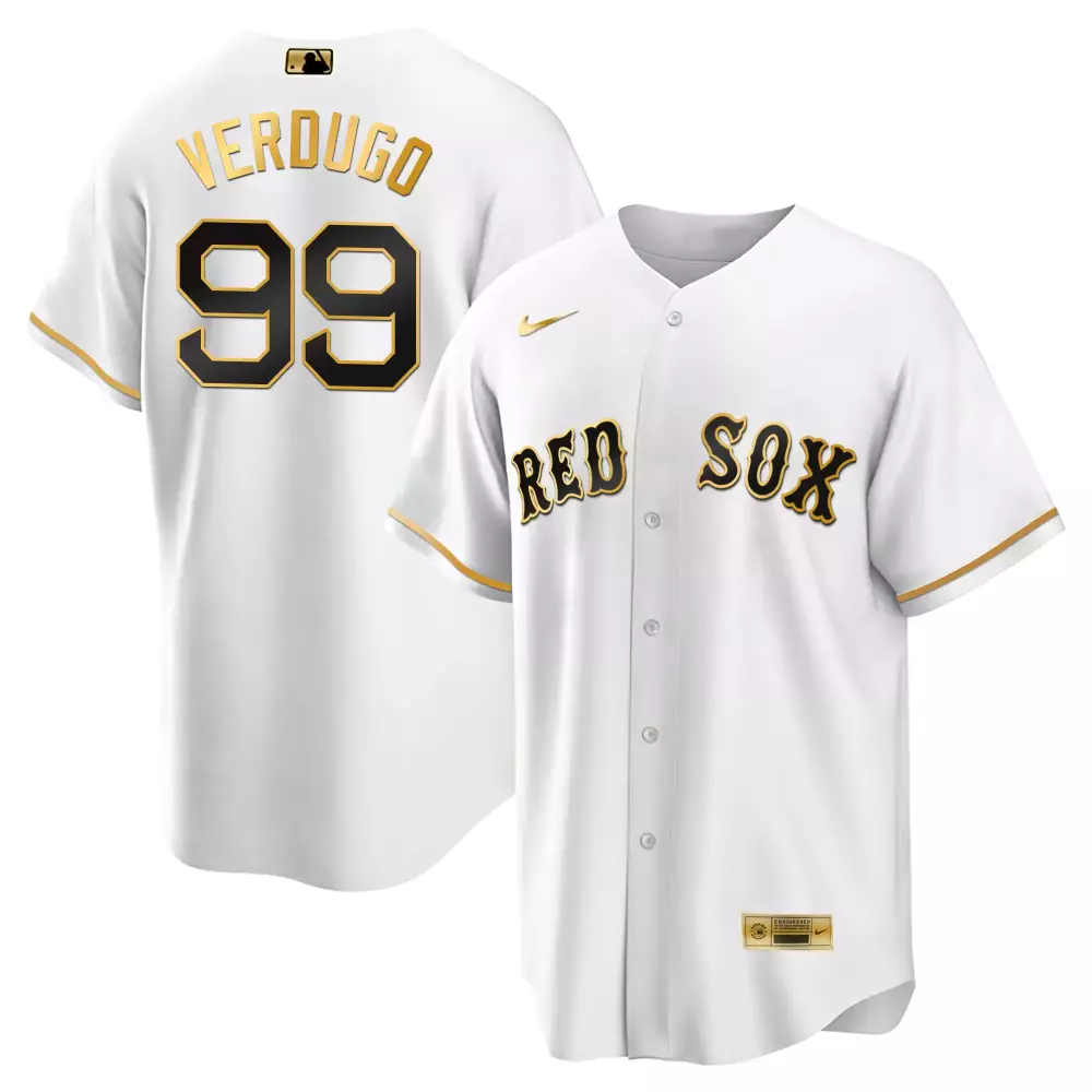 Alex Verdugo 99 Red Sox Jersey White Gold Trim Men Cool Limited All Stitched