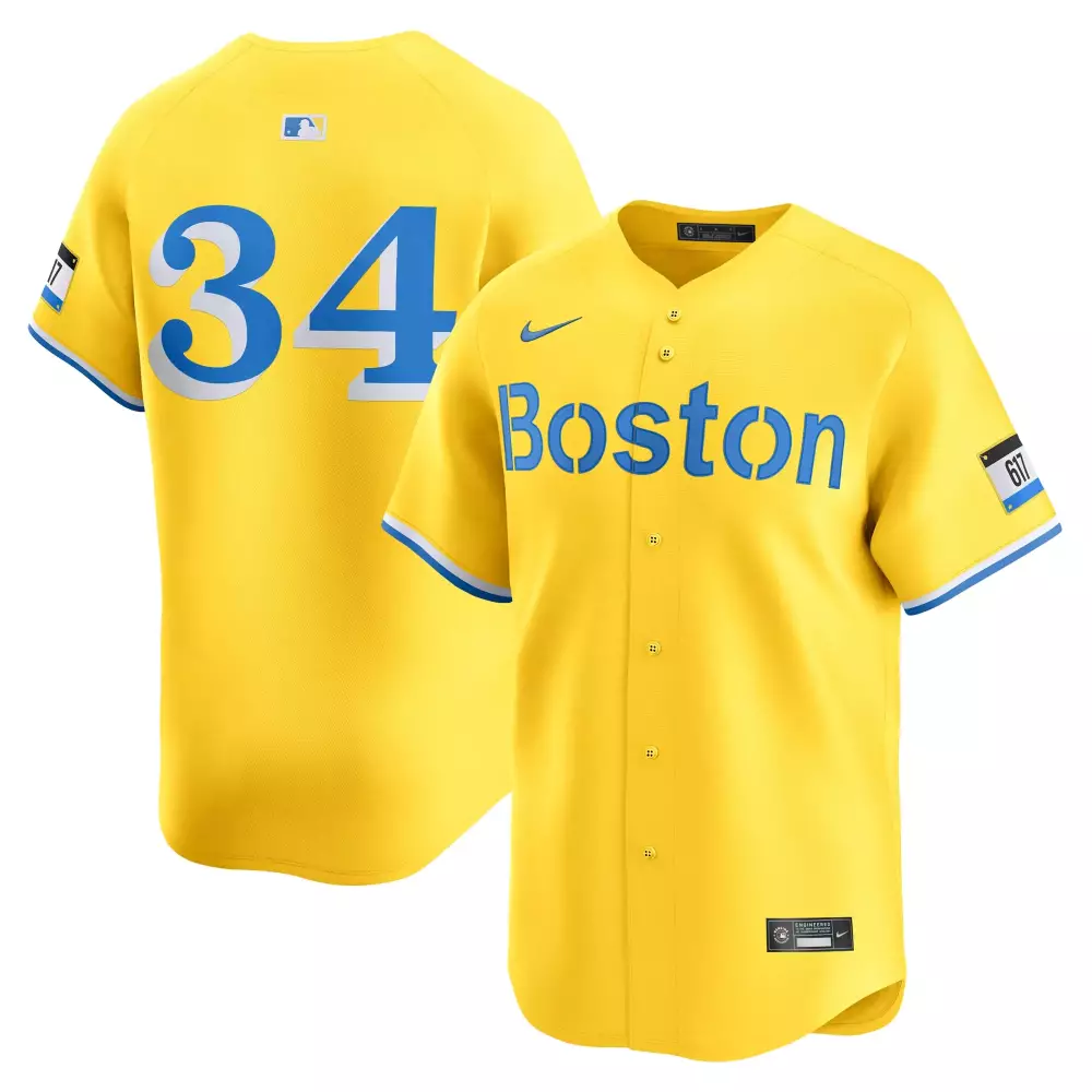 David Ortiz 34 Boston Red Sox Jersey Yellow City Connect Men Alternate Split Design