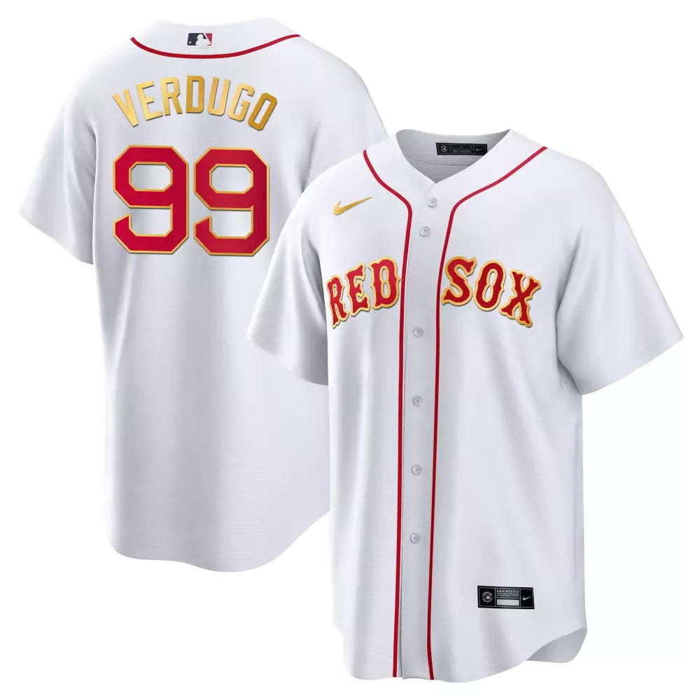 Alex Verdugo 99 Red Sox Jersey White Men Gold Cool All Stitched
