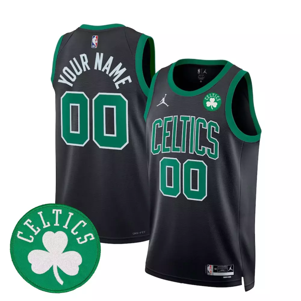Custom Celtics Jersey Black Shamrock Men Green White Swingman All Stitched