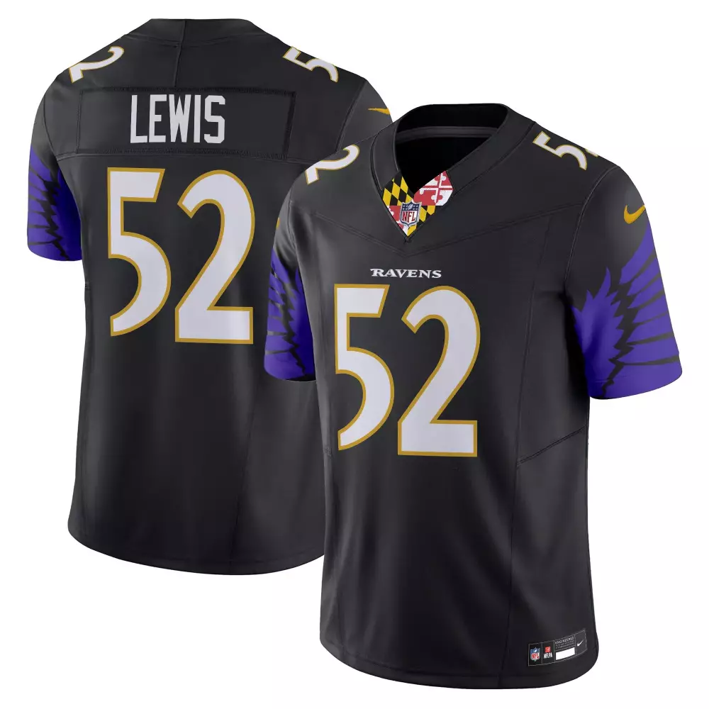 Ray Lewis 52 Ravens Jersey Black Men Player White Purple Gold Vapor Limited All Stitched