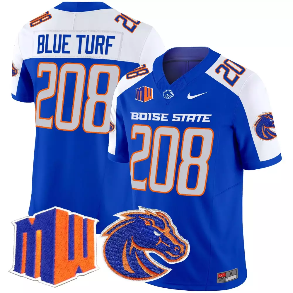 Turf Boise State Jersey Blue Mw Broncos Men White Orange Vapor Limited All Stitched