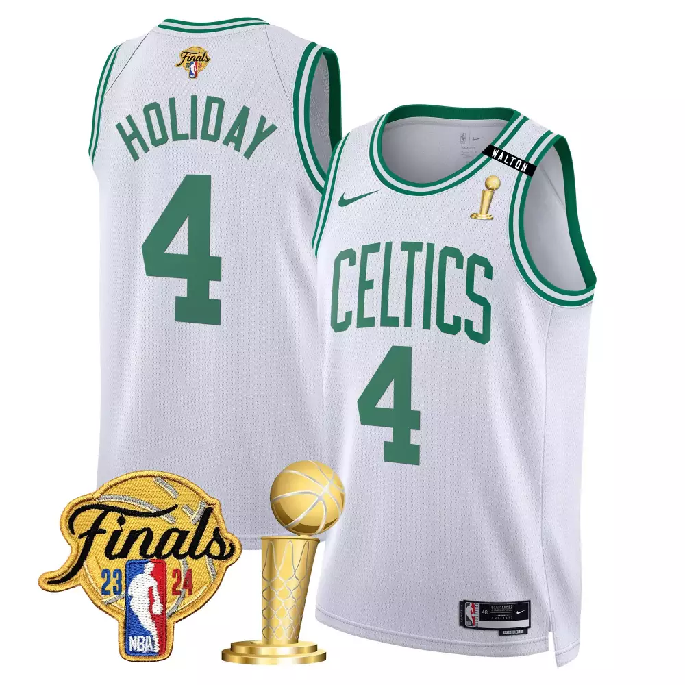 Jrue Holiday 4 Celtics Jersey White Finals 2023-2024 Larry O'brien Championship Trophy 2024