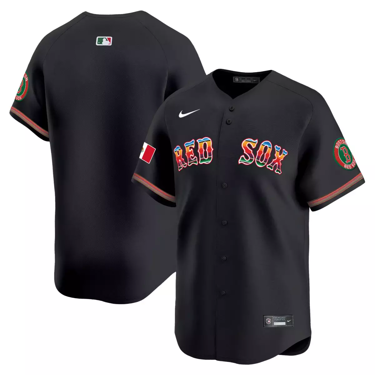 Red Sox Boston Jersey Black City Connect Mexico Flag Men Custom Design Green White