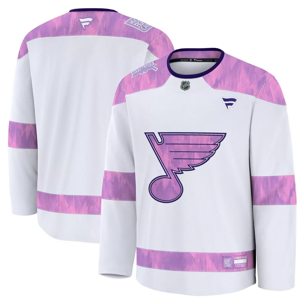 Custom St. Louis Blues Jersey White Hockey Fights Cancer Alternate Split Design Pink
