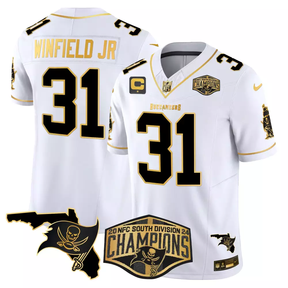 Antoine Winfield 31 Buccaneers Jersey White Men Black Gold Vapor Limited