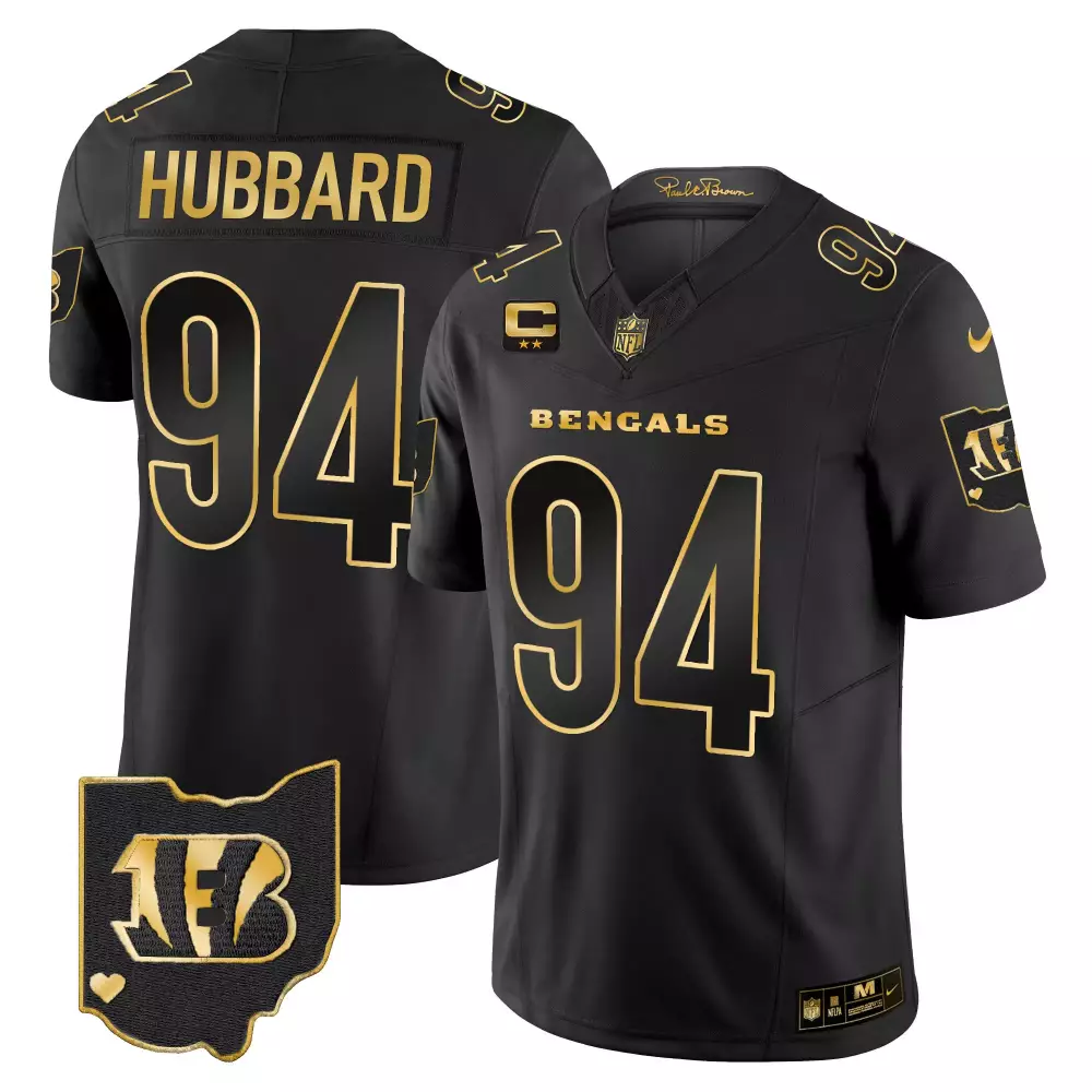 Sam Hubbard 94 Bengals Jersey Black Paul Brown Ohio Men Replica Gold Vapor Limited
