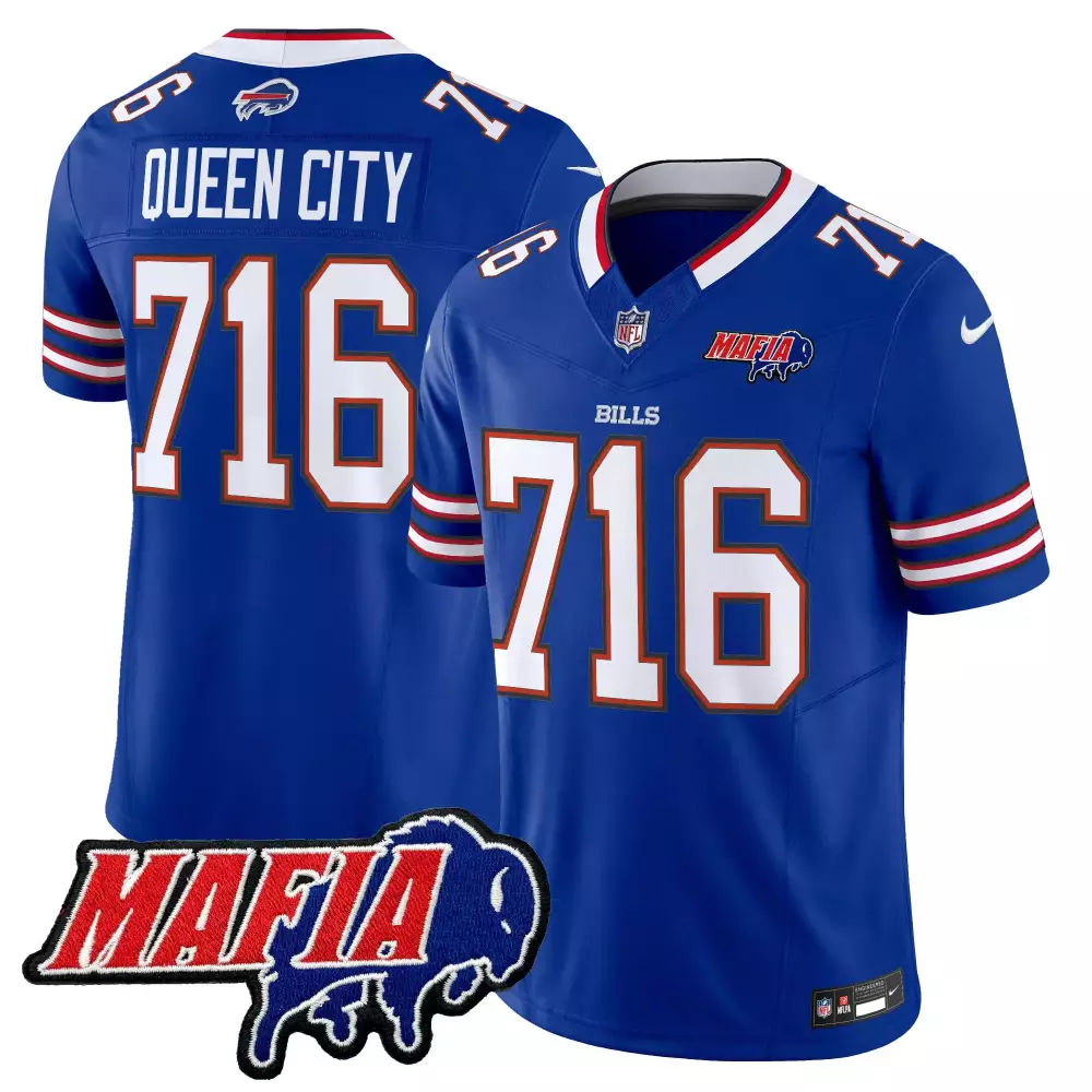 Queen City Buffalo Bills Jersey Royal Blue Mafia Men White Red Vapor Stitched