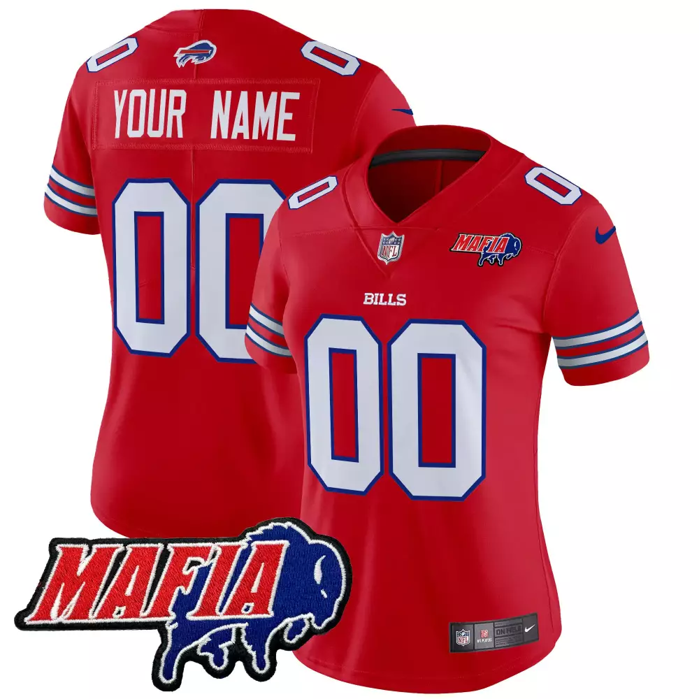 Custom Buffalo Bills Jersey Red Mafia Women Replica White Blue Vapor Limited All