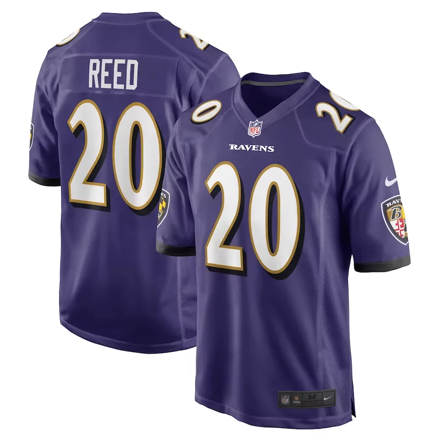 Ed Reed 20 Ravens Jersey Purple Baltimore Men Replica White Gold All Stitched Vapor