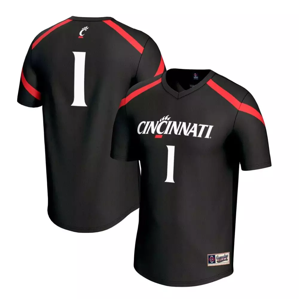 I 1 Cincinnati Jersey Black V-neck Red Gameday Unisex Fashion
