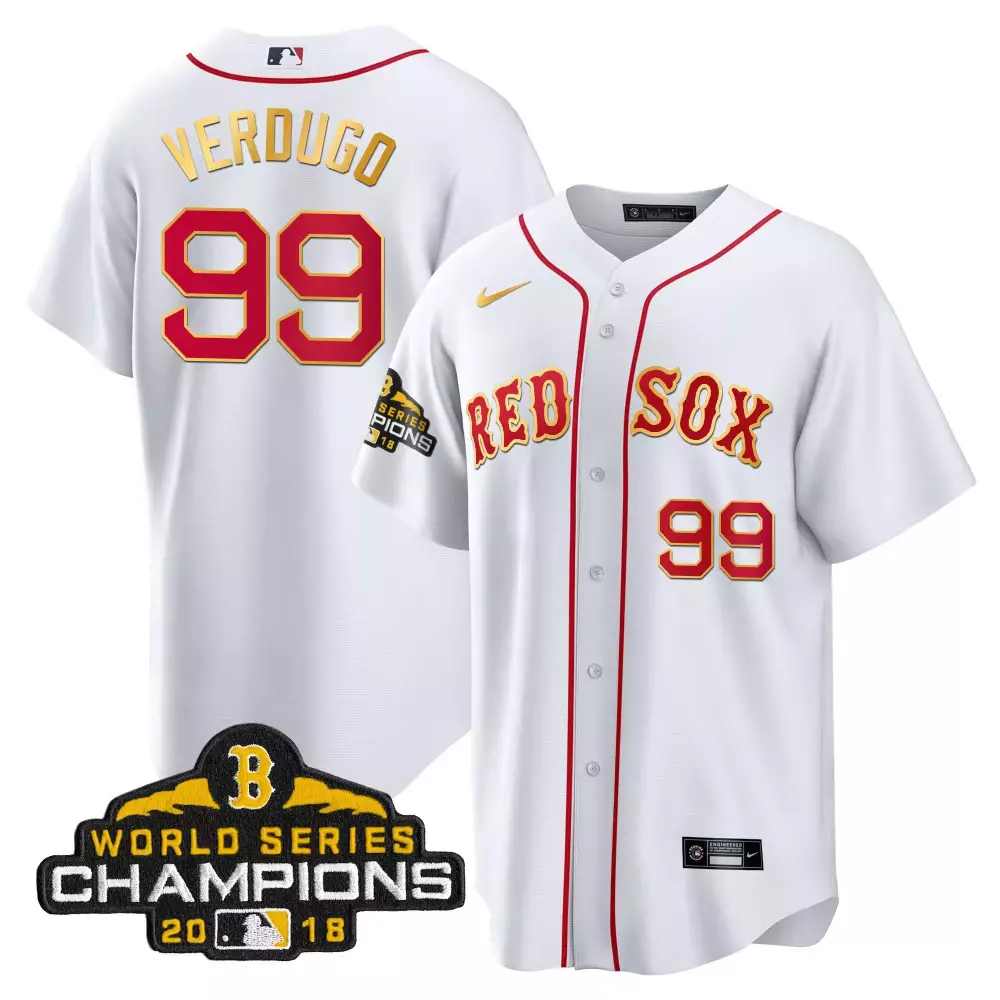 Alex Verdugo 99 Boston Red Sox Jersey White World Series Champions 2018 Men Gold