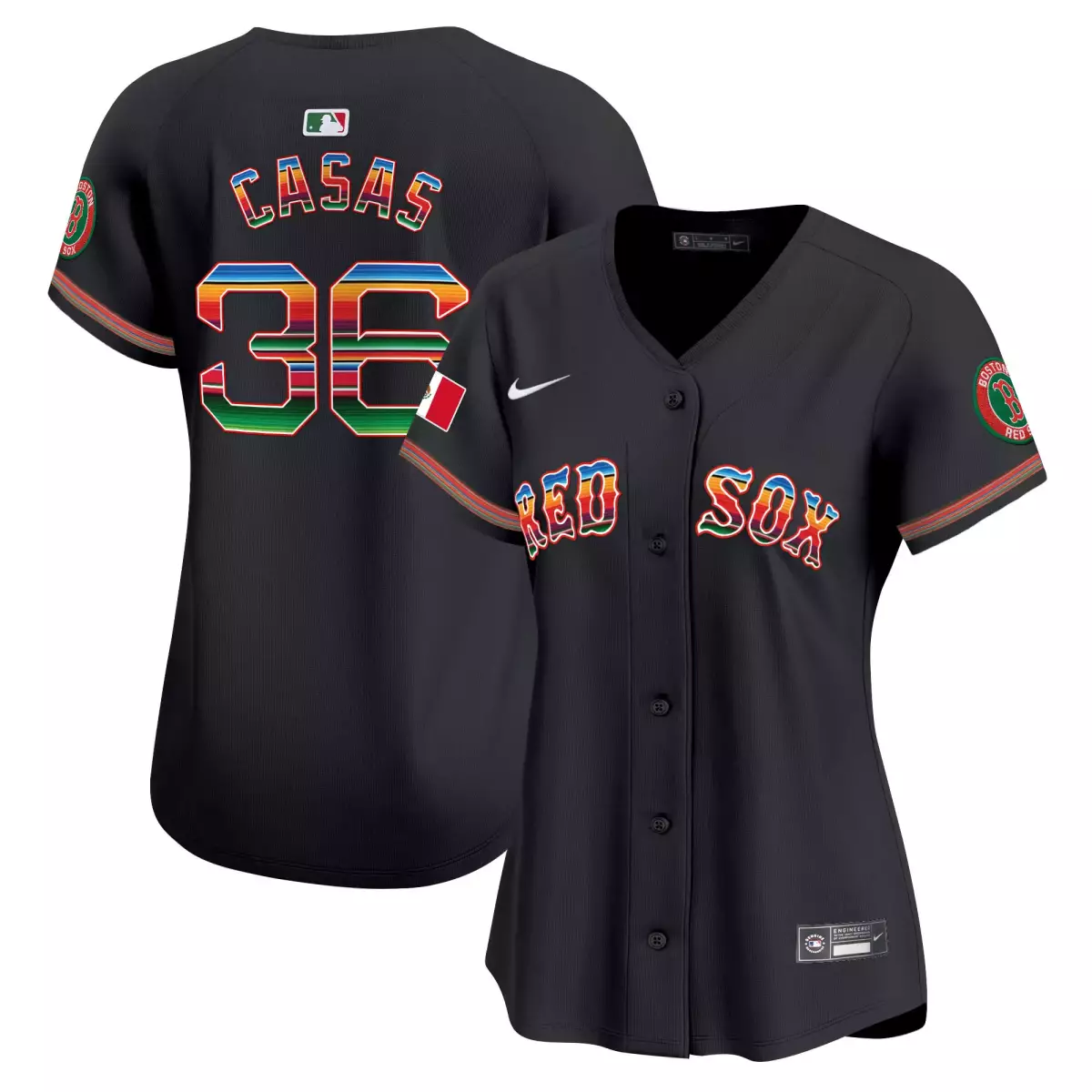 Casas Mexico 36 Boston Red Sox Jersey Black Dia De Los Muertos Flag Men MLB Alternate