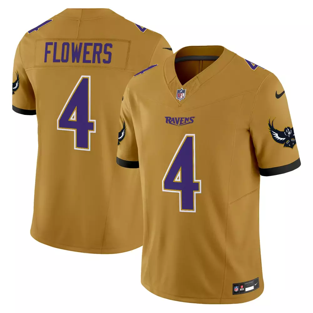 Zay Flowers 4 Ravens Jersey Gold Men Purple Black Vapor Limited v2 All Stitched