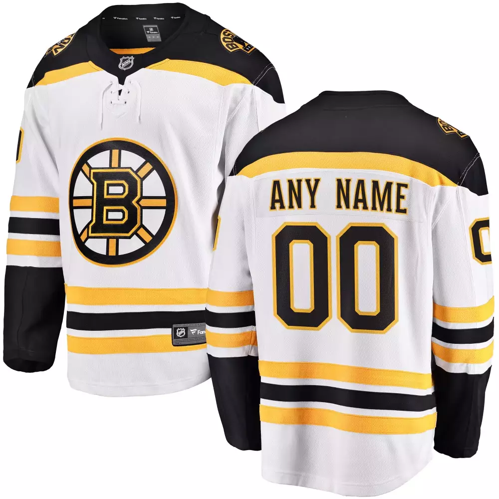 Boston Bruins Jersey White Men Black Yellow Custom Stitched