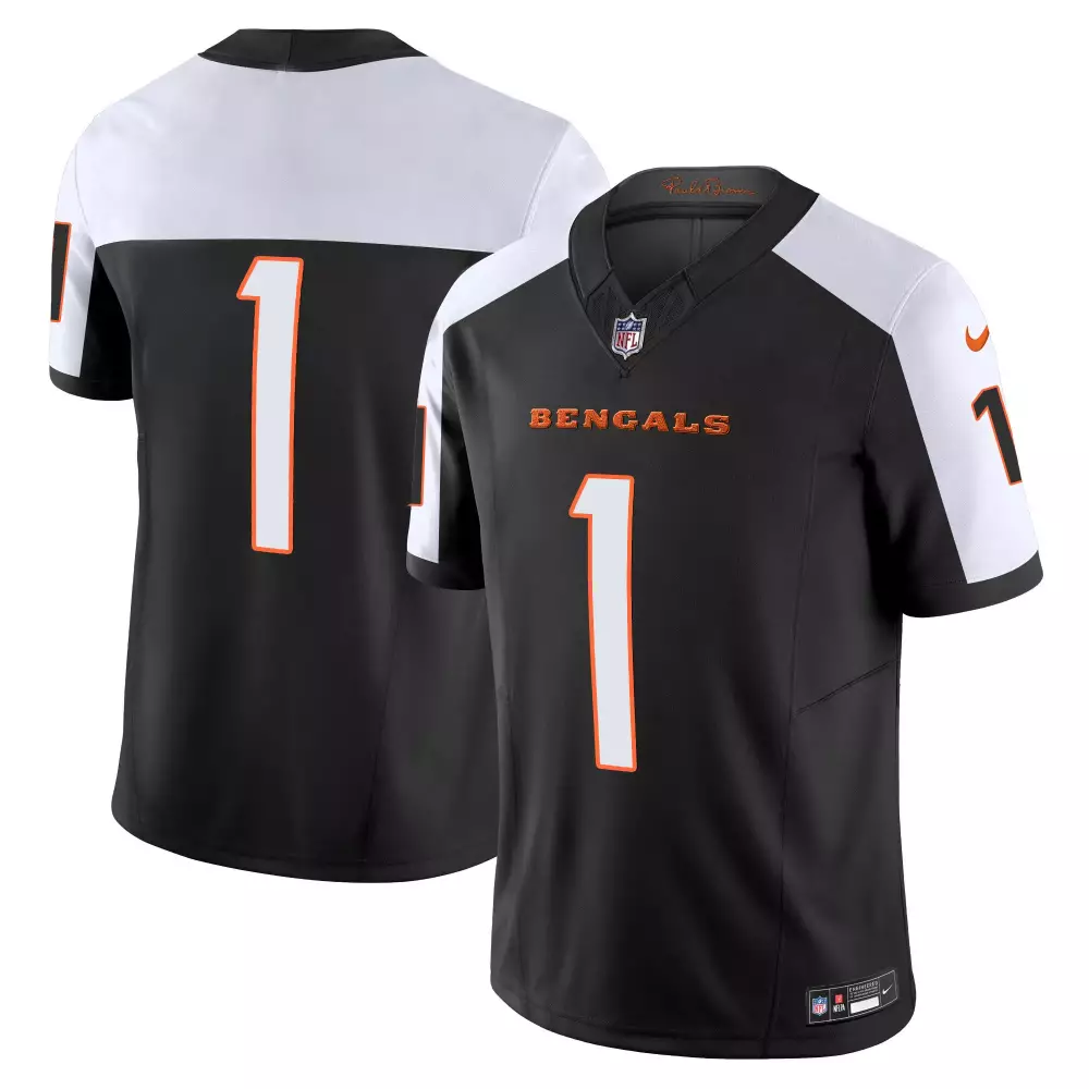 Ja'marr Chase 1 Jersey Black Cincinnati Bengals Men Game Alternate White Orange Stitched
