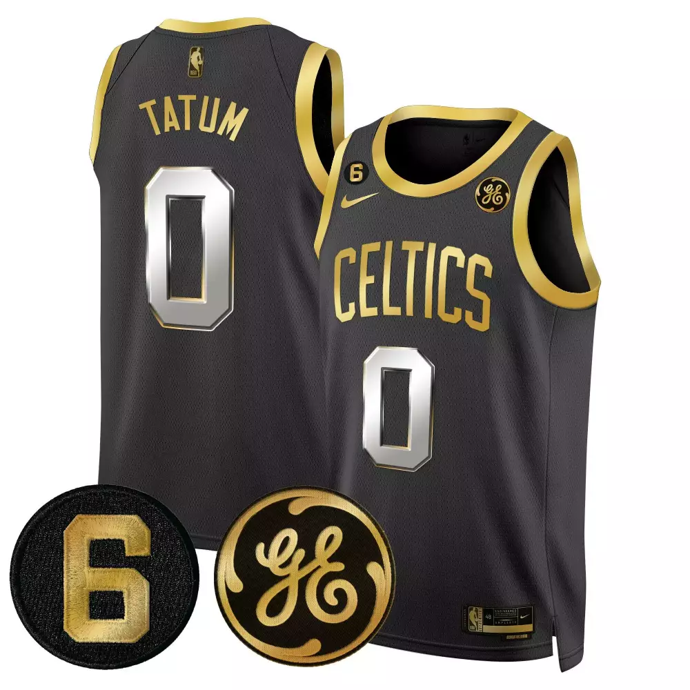 Jayson Tatum Celtics Jersey Black Ge Number Men Gold Silver All Stitched
