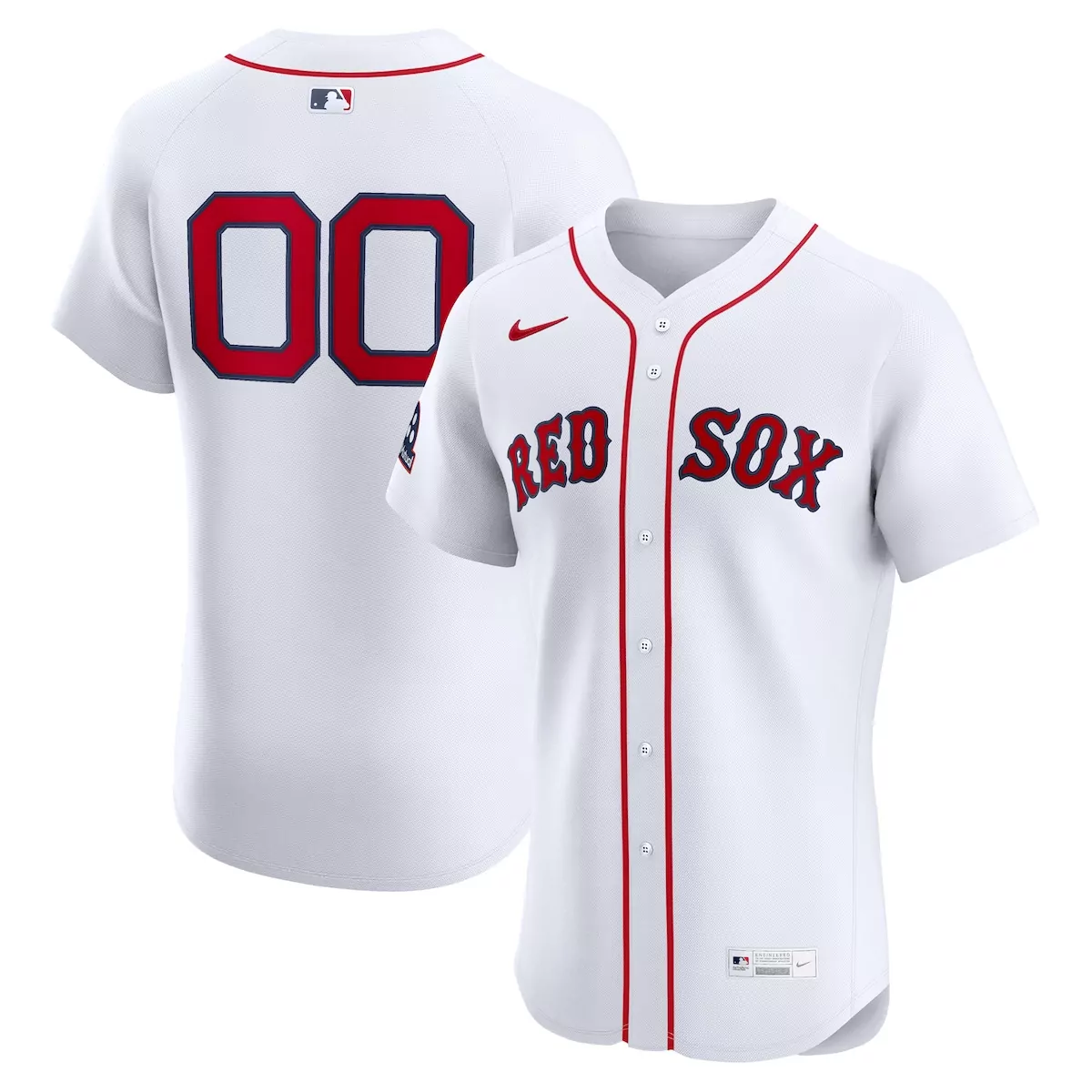 Red Sox Jersey White Button-up Navy Home Elite Custom